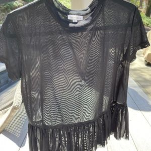 COTTON CANDY LA - Sheer Black Short Sleeve Top